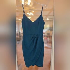 Lulu's Teal V-Neck Spaghetti-Strap Mini Dress